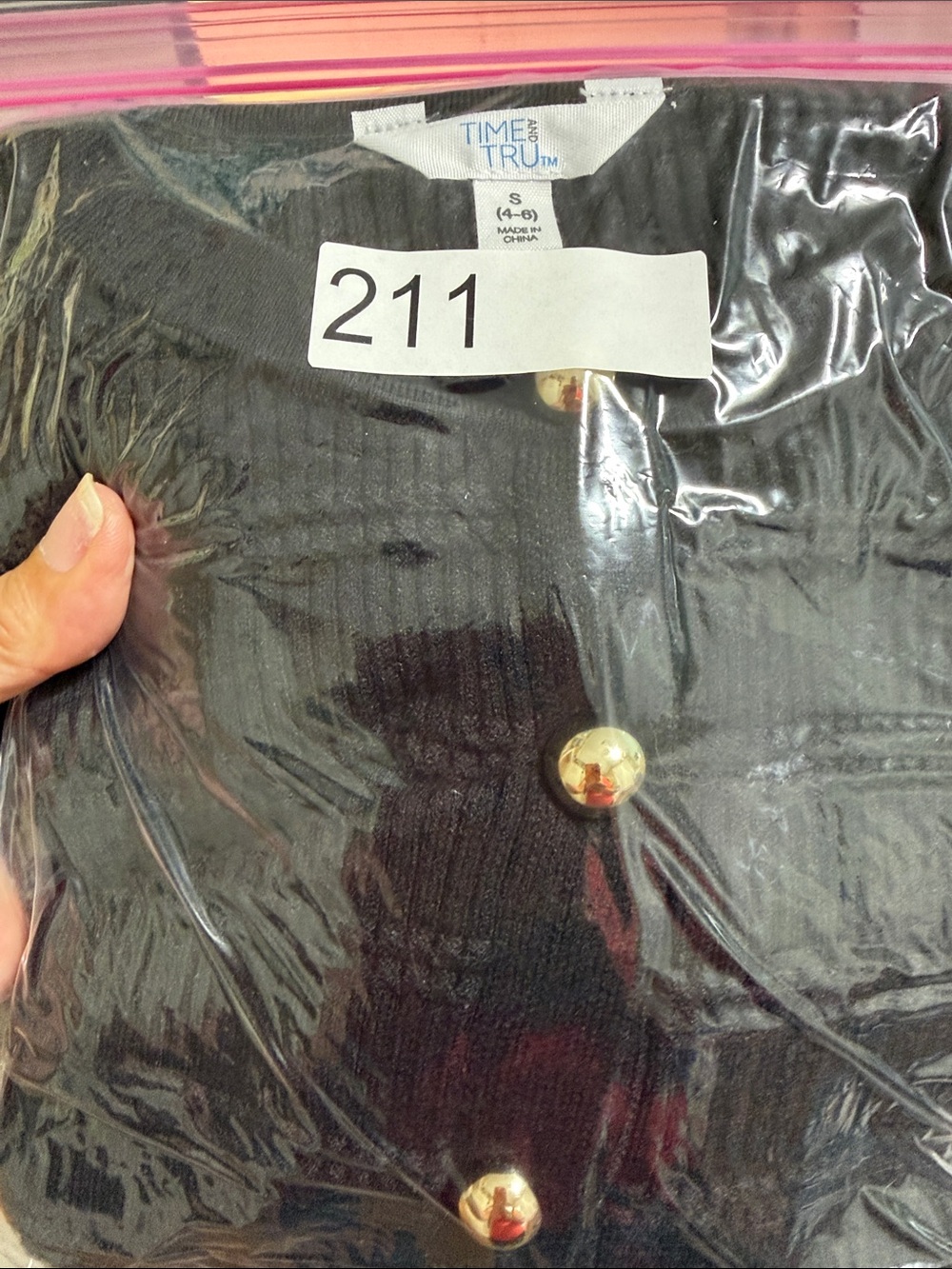 Black Ribbed Button-Up Cardigan - Picture 8 of 10